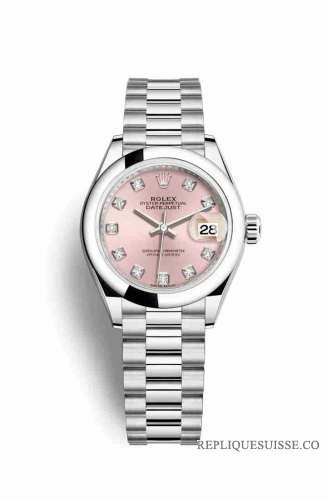 Copie Montre Rolex Datejust 28 Platinum Rose sertie de diamants Cadran m279166-0005