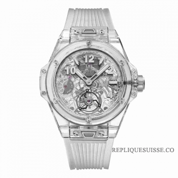 Copie Montre Hublot Big Bang Tourbillon Reserve de marche 5 jours Saphir 45mm 405.JX.0120.RT