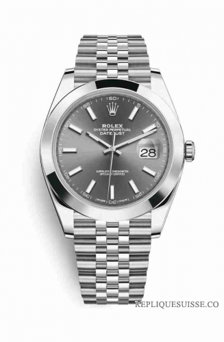 Copie Montre Rolex Datejust 41 Oystersteel 126300 Rhodium fonce Cadran m126300-0008