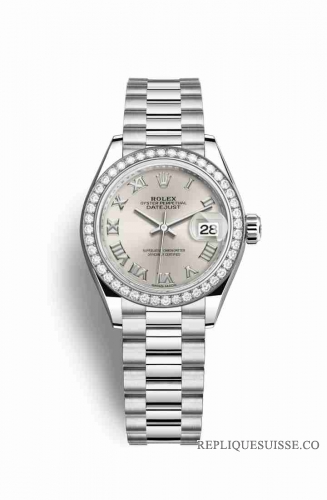 Copie Montre Rolex Datejust 28 Platinum RBR Argent Cadran m279136rbr-0007