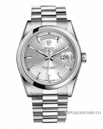 Rolex Day Date Platinum Silver cadran 118206 SIP