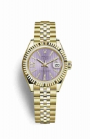 Copie Montre Rolex Datejust 28 or jaune 18 ct Set de diamants lilas Cadran m279178-0012