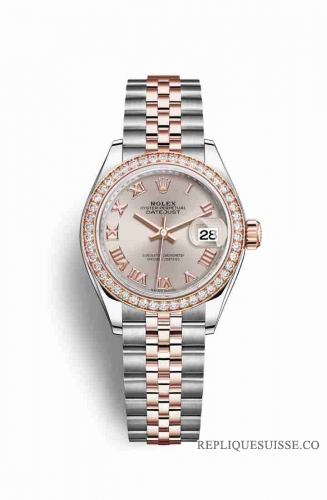 Copie Montre Rolex Datejust 28 Everose Roles ou Oystersteel 18 ct Everose or RBR cadran Sundust m279381rbr-0005