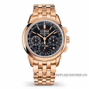 Patek Philippe Chronographe calendrier perpetuel Or rose / Noir / Bracelet 5270 / 1R-001 Montres Copie