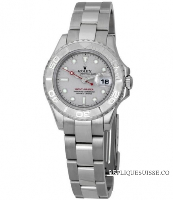 Réplique Rolex Yachtmaster Grey Index Oyster Bracelet Mesdames 169622-GYSO