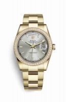 Copie Montre Rolex Day-Date 36 Or jaune 18 ct 118348 Argent Cadran m118348-0046