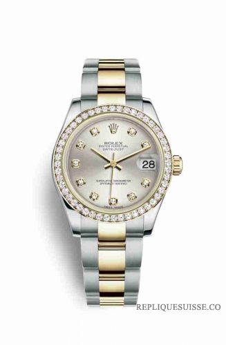 Copie Montre Rolex Datejust 31 Jaune Rolesor Oystersteel or jaune 18 ct 178383 Argent serti de diamants Cadran m178383-0041