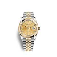Rolex Datejust 36 Oystersteel or jaune 18 ct M126203-0033 couleur champagne sertie de diamants Cadran