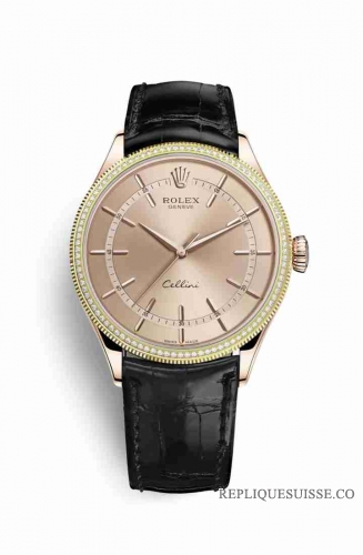 Copie Montre Rolex Cellini Time 18 ct Everose or 50605RBR rose cadran m50605rbr-0011