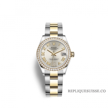 Rolex Datejust 31 Oystersteel or jaune 18 ct M278383RBR-0003 Argent serti de diamants Cadran