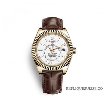 Rolex Sky-Dweller or jaune 18 ct M326138-0010 cadran blanc