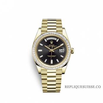 Rolex Day-Date 40 or jaune 18 ct M228398TBR-0001 Noir serti de diamants Cadran