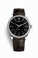 Copie Montre Rolex Cellini Time or blanc 18 ct 50509 Noir ensemble diamants Cadran m50509-0024