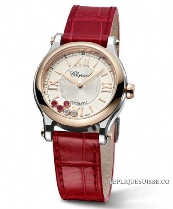 Chopard Happy Sport Or Rose 18 Carats Et Acier Inoxydable 278573-6026