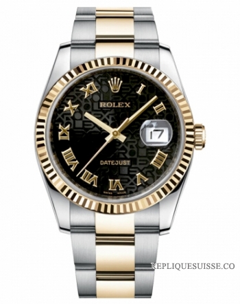 Réplique Rolex Datejust 36mm acier et or noir Jubilee Dial 116233 BKJRO