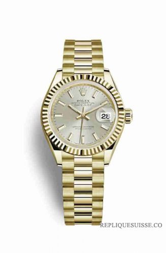 Copie Montre Rolex Datejust 28 Or jaune 18 ct Argent Cadran m279178-0005