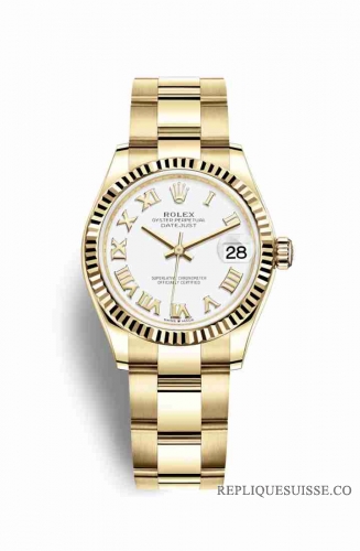 Copie Montre Rolex Datejust 31 Or jaune 18 ct 278278 Cadran Blanc m278278-0019