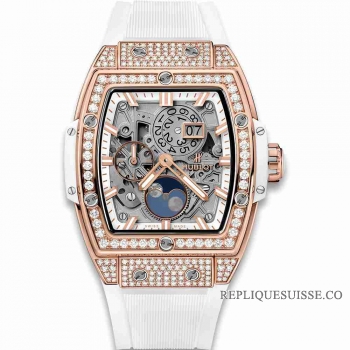 Copie Montre Hublot Spirit Of Big Bang Moonphase Roi Dore Blanc Pave 42mm 647.OE.2080.RW.1604