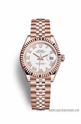 Copie Montre Rolex Datejust 28 18 carats Everose or 279175 cadran blanc m279175-0022