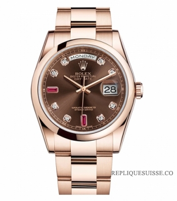 Rolex Day Date Rose Or Brown cadran 118205 CHODRO