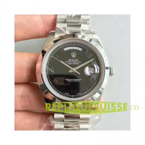 Réplique Rolex Day Date II President Platinum noir concentric cadran 2182 218206 BKCAP - Cliquez sur l'image pour la fermer