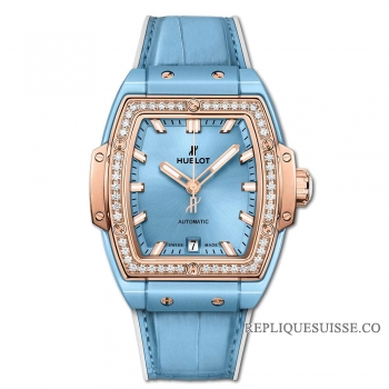 Réplique Hublot Spirit Of Big Bang Ceramique Bleu Clair King Gold Diamants