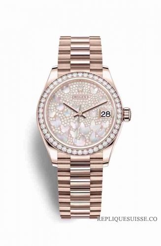 Copie Montre Rolex Datejust 31 18 ct Everose or 278285RBR Pave de nacre papillon Cadran m278285rbr-0010