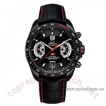 TAG Heuer Grand Carrera Automatique Chronographe sandblasted noir Montre Réplique