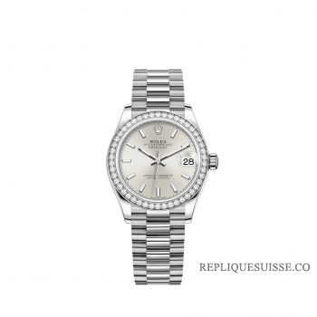 Rolex Datejust 31 or blanc cadran argent bracelet President