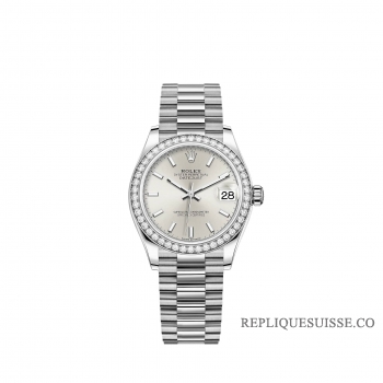 Rolex Datejust 31 or blanc cadran argent bracelet President
