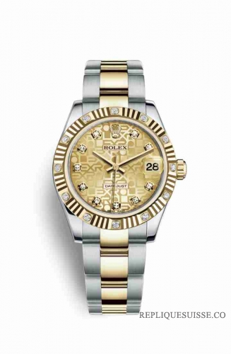 Copie Montre Rolex Datejust 31 Jaune Rolesor Oystersteel or jaune 18 ct 178313 Champagne-couleur Jubile design serti Cadran m178313-0056