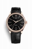 Copie Montre Rolex Cellini Time 18 ct Everose or 50505 Noir serti de diamants Cadran m50505-0026