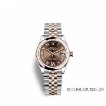 Rolex Datejust 31 Oystersteel or Everose 18 ct M278241-0004 Chocolat serti de diamants Cadran