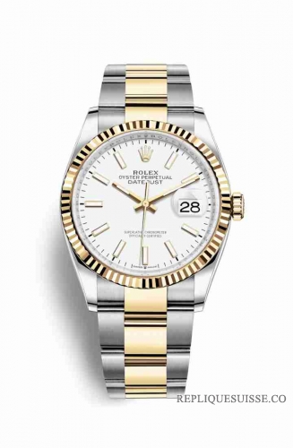 Copie Montre Rolex Datejust 36 Jaune Rolesou Oystersteel Or jaune 18 ct 126233 Cadran Blanc m126233-0020