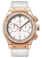 Hublot Classic Fusion blanc Dial 18 Carat Rose Or with diamants Case blanc Leather Bet Automatique hommes Montre Réplique