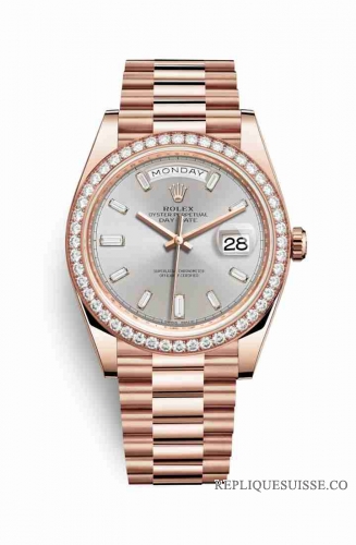 Copie Montre Rolex Day-Date 40 18 carats Everose or 228345RBR Sundust set diamants Cadran m228345rbr-0007