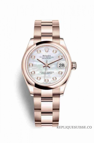 Copie Montre Rolex Datejust 31 18 carats Everose or 278245 Nacre blanche sertie de diamants Cadran m278245-0013