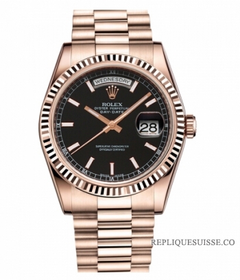 Rolex Day Date Rose Or Noir cadran 118235 BKSP