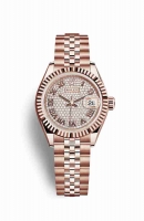 Copie Montre Rolex Datejust 28 or Everose 18 carats 279175 cadran pave de diamants m279175-0024