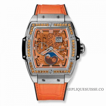 Copie Montre Hublot Spirit Of Big Bang Moonphase Titane Orange 42mm 647.NX.5371.LR.1206