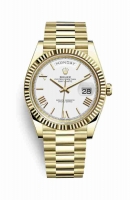 Copie Montre Rolex Day-Date 40 Or jaune 18 ct 228238 Cadran Blanc m228238-0042