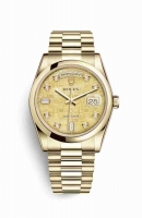 Copie Montre Rolex Day-Date 36 Or jaune 18 ct 118208 Nacre Jubile de couleur champagne en nacre Cadran m118208-0109