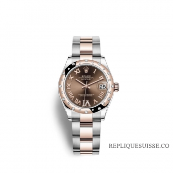 Rolex Datejust 31 Oystersteel Or Everose 18 ct M278341RBR-0003 Chocolat serti de diamants Cadran