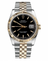 Réplique Rolex Datejust 36mm acier et Jaune or noir Dial 116233 BKSJ