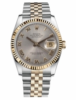 Réplique Rolex Datejust 36mm acier et Jaune or Gris Dial 116233 GRJ