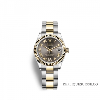 Rolex Datejust 31 Oystersteel or jaune 18 ct M278273-0017 Gris fonce sertie de diamants Cadran