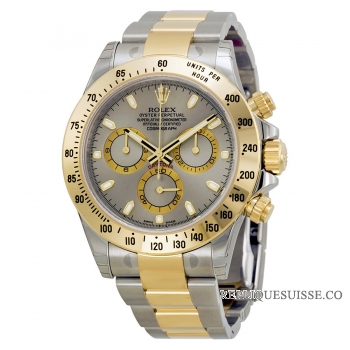 Rolex Daytona Chronographe gris en acier et en or jaune Réplique Montre