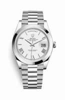 Copie Montre Rolex Day-Date 40 Platinum 228206 Cadran Blanc m228206-0028