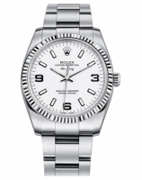 Réplique Rolex Air-King Blanc or Fluted Bezel Blanc cadran 114234 WAO Mon 114234 WAO