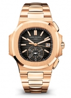 Patek Philippe Nautilus cadran noir, or rose 18 carats, chronographe automatique 5980 / 1R-001 Montres Copie